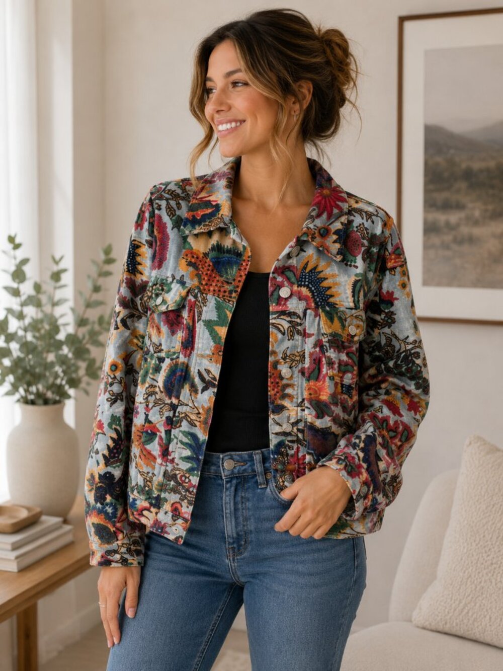 Ivy Jane XL Paisley Floral Jacket Boho Artsy Maximalist Tapestry Y2K Western